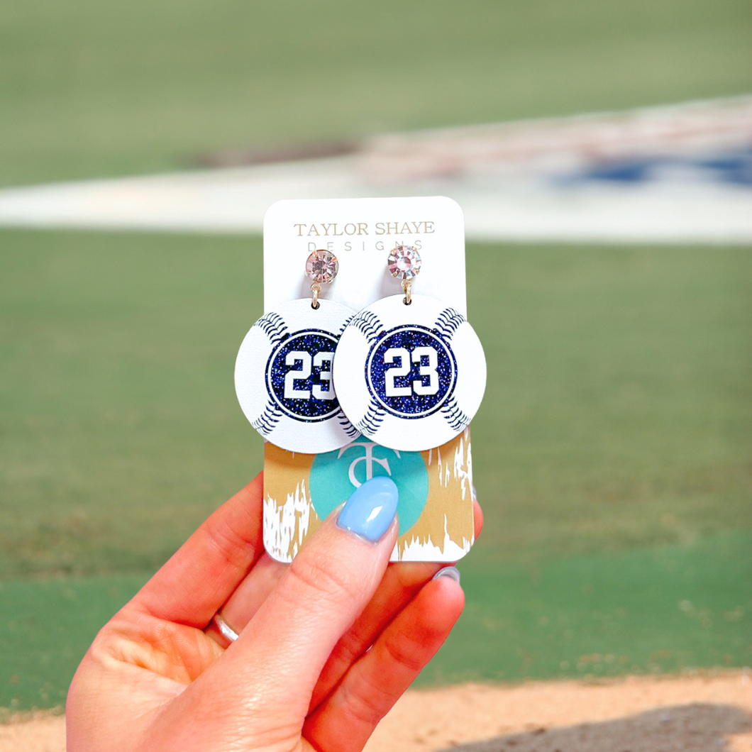 Navy Glitter Custom Number Baseballs