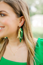 Load image into Gallery viewer, Green/Gold Sequin Tassels
