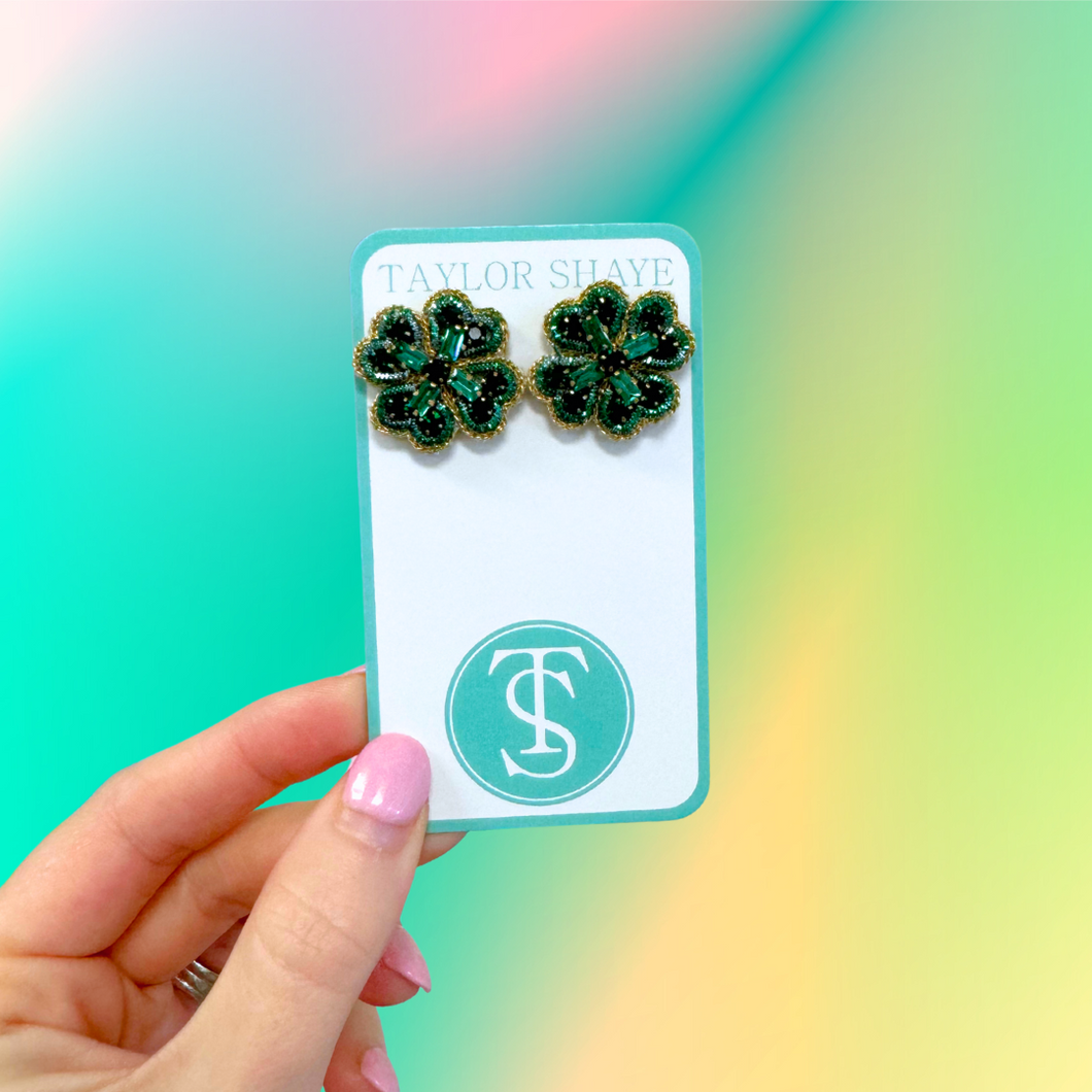 Beaded Clover Studs