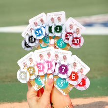 Load image into Gallery viewer, Red Glitter Custom Number Baseballs
