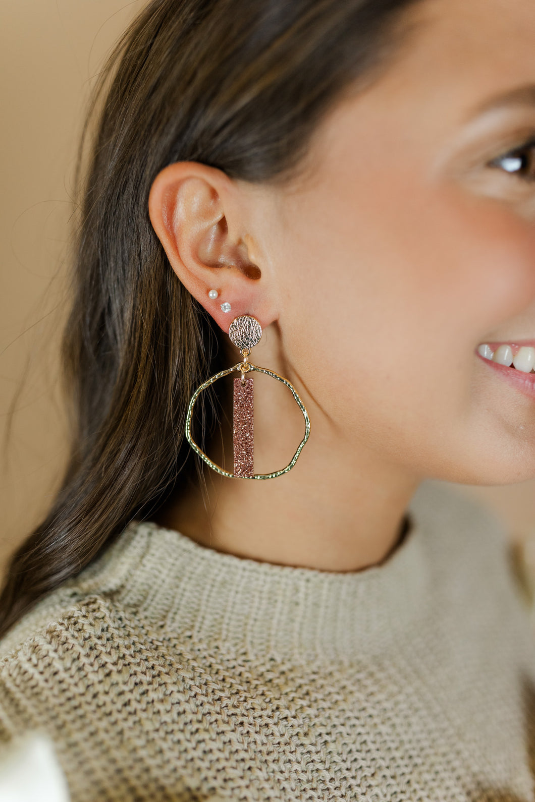 Copper Glitter Stick Hoops