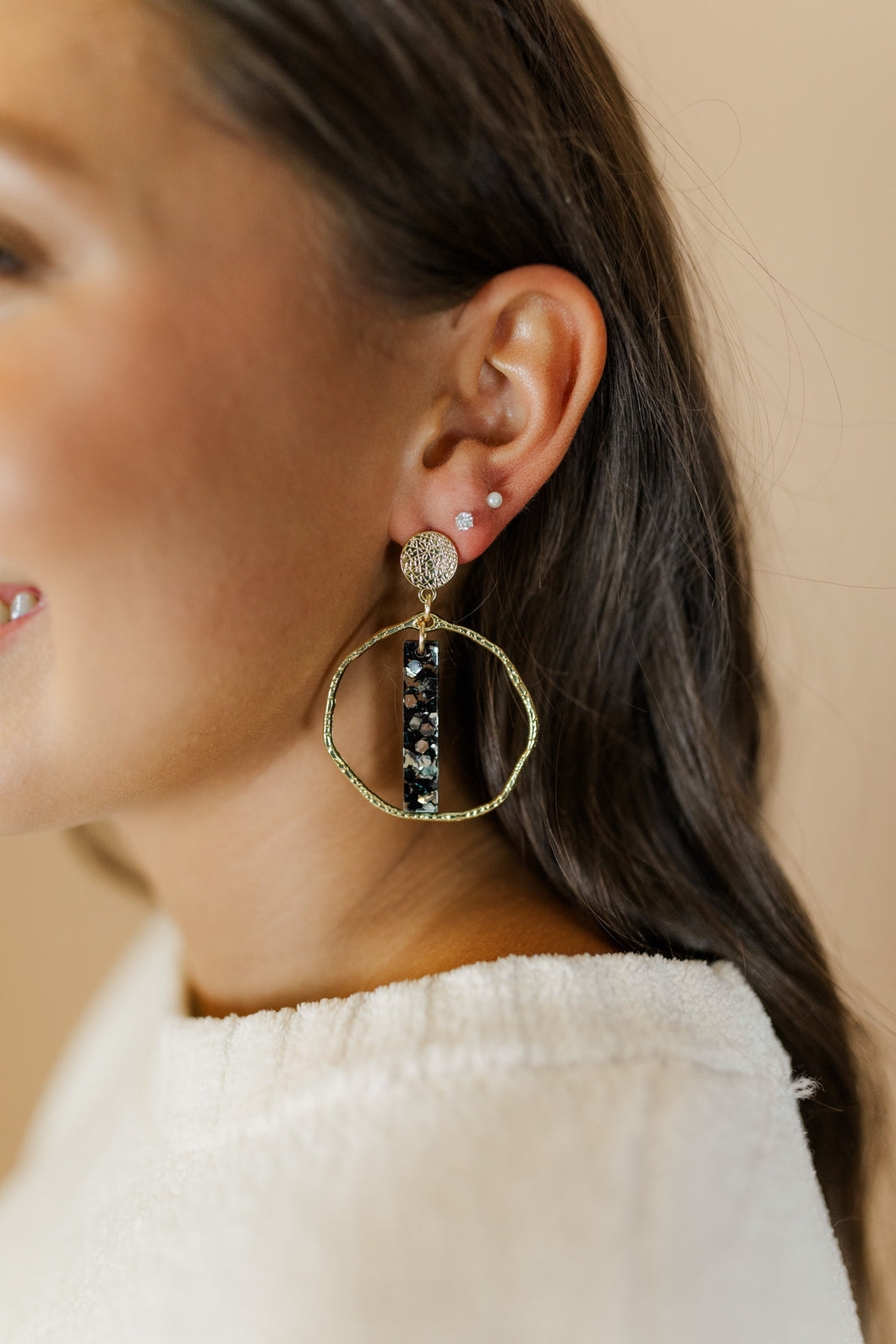 Black/Silver Flake Stick Hoops