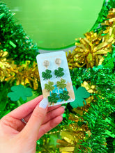 Load image into Gallery viewer, Green Glitter Mix Triple Shamrocks
