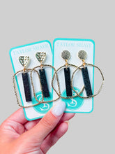 Load image into Gallery viewer, Black Glitter Stick Hoops
