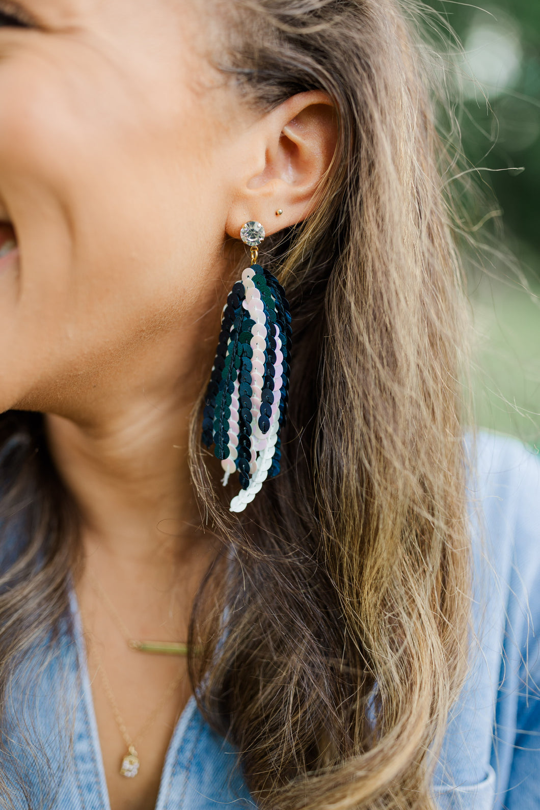 Navy/White Sequin Tassels