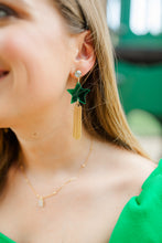 Load image into Gallery viewer, Green/Gold Star Chain Tassels
