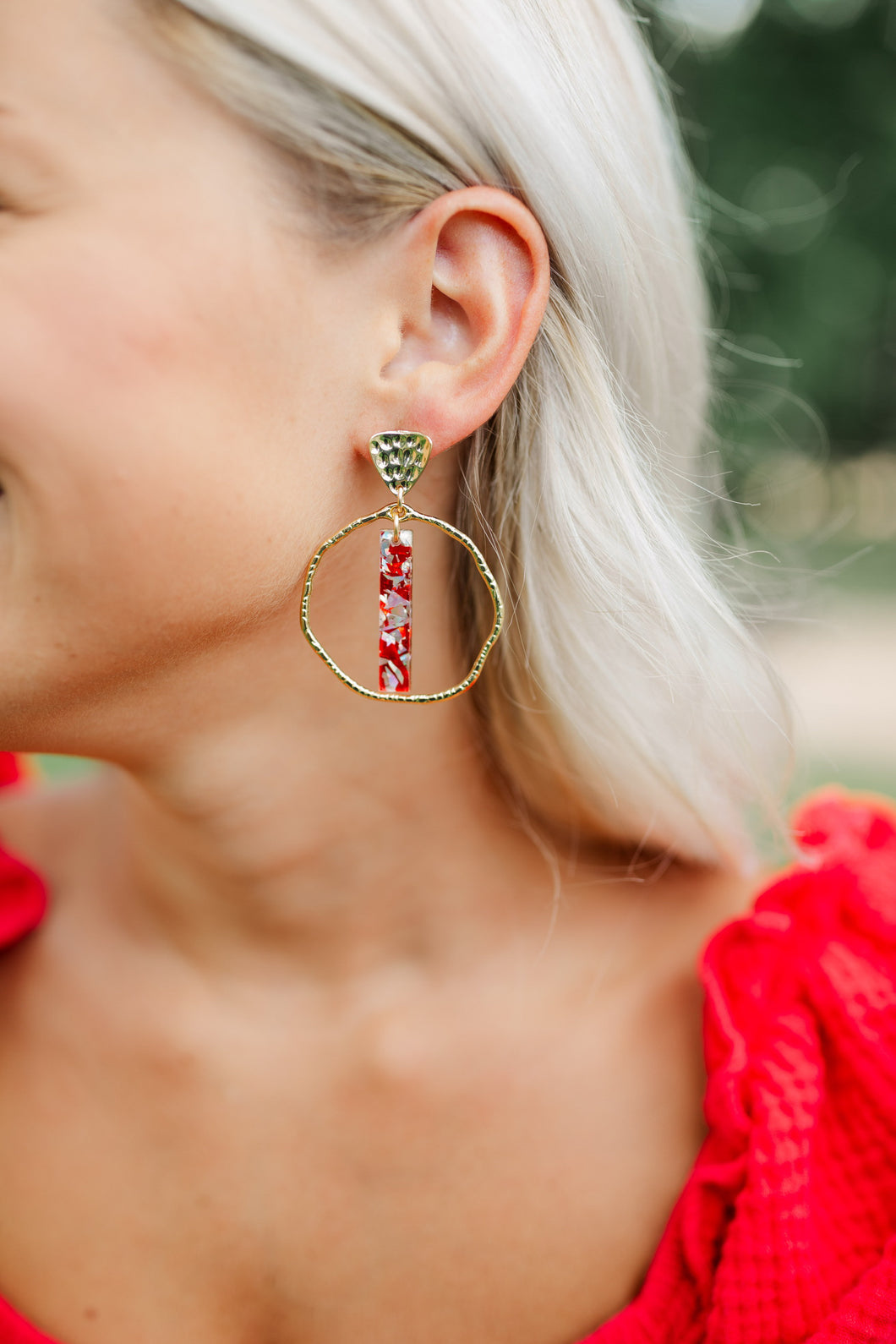 Red/Silver Flake Stick Hoops