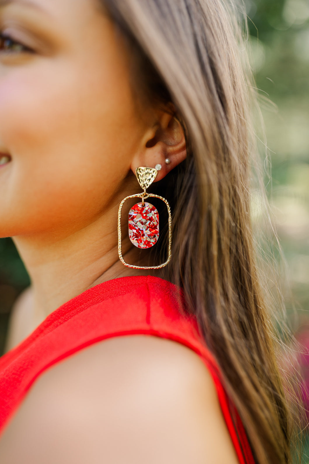 Red/Silver Flake Oval Hoops