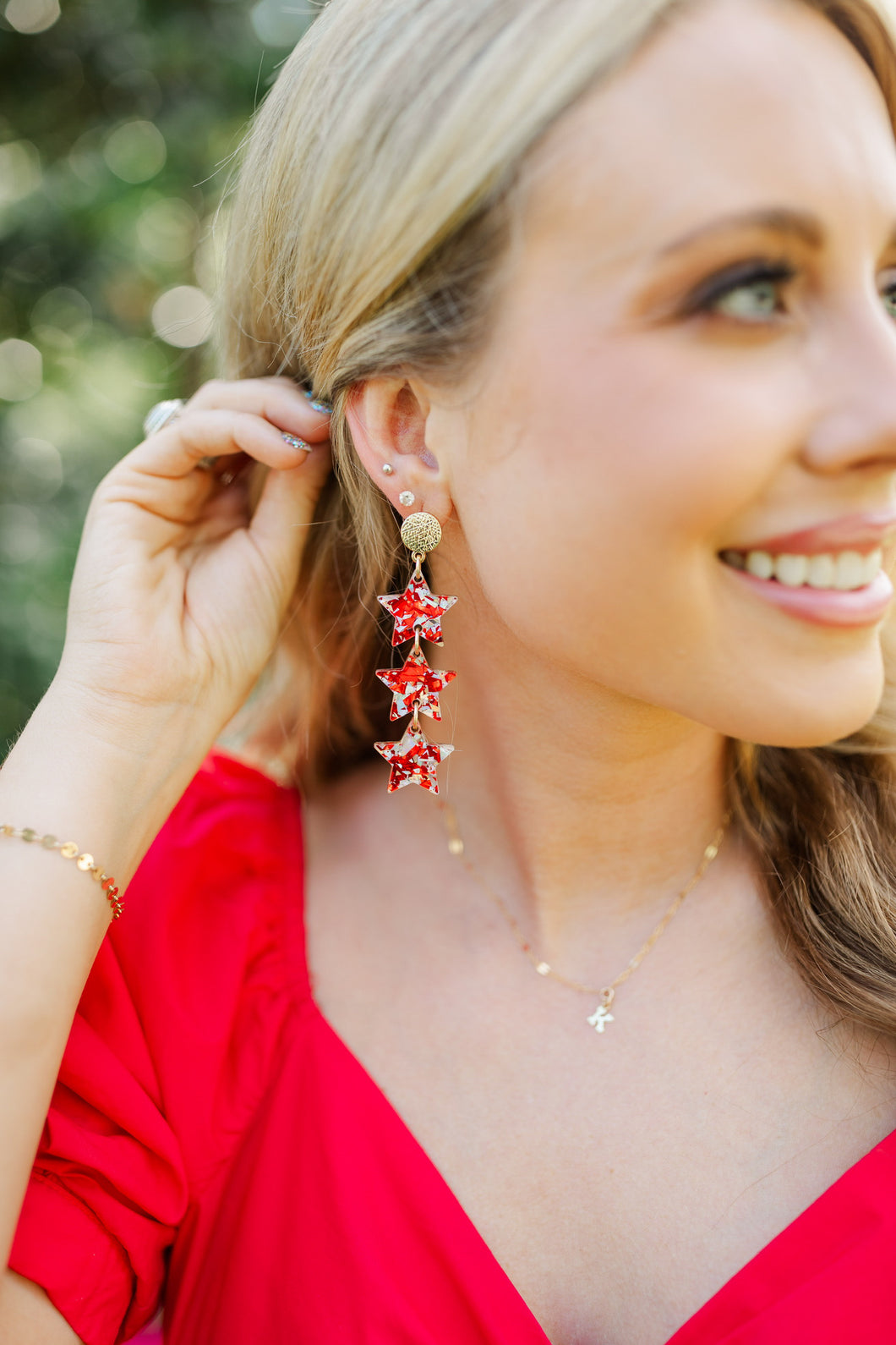 Red/Silver Flake Triple Stars