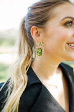 Load image into Gallery viewer, Black/Gold Confetti Oval Hoops
