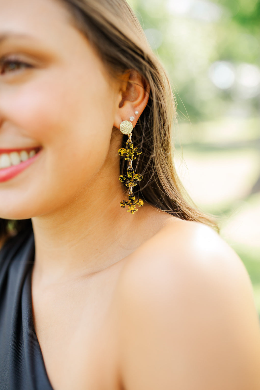 Black/Gold Confetti Triple Fleur-de-Lis