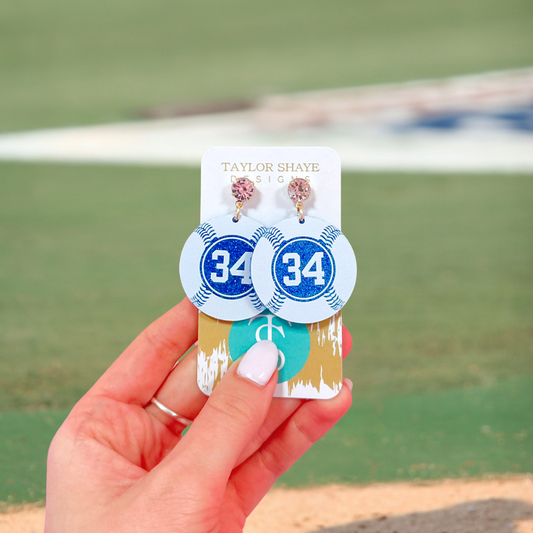 Blue Glitter Custom Number Baseballs