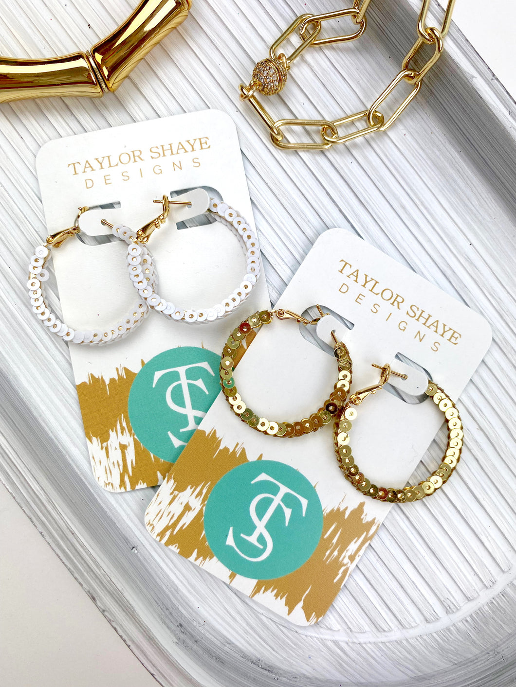 Sequin Hinge Hoops