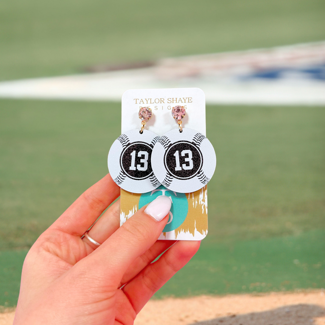 Black Glitter Custom Number Baseballs