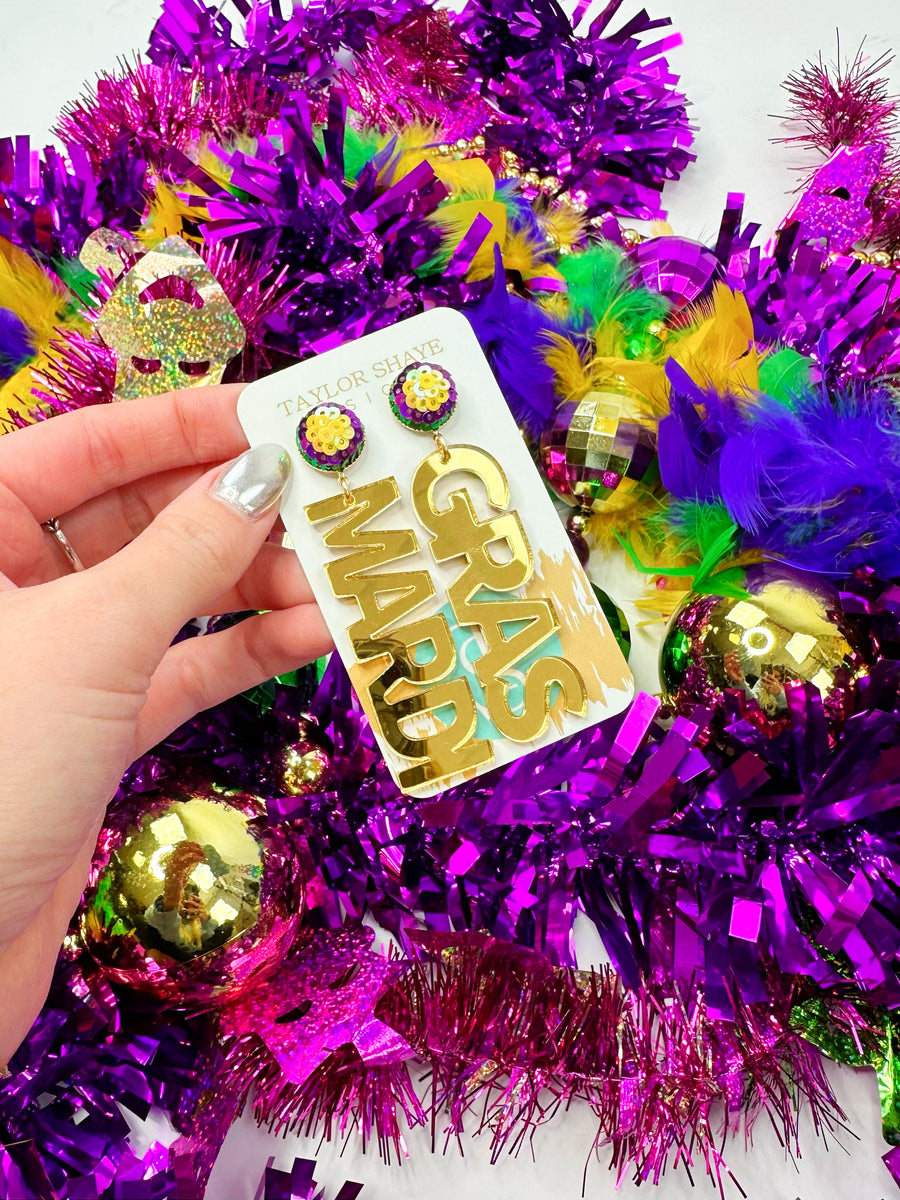 Gold Mirror MARDI GRAS Drops – Taylor Shaye Designs