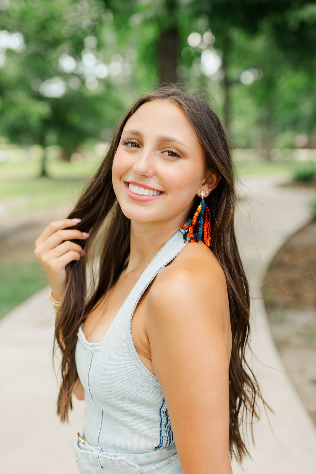 Navy/Orange Sequin Tassels