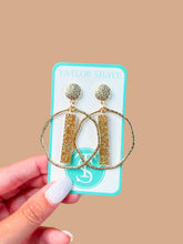 Load image into Gallery viewer, Gold Glitter Stick Hoops
