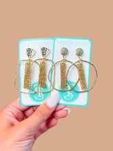 Load image into Gallery viewer, Gold Glitter Stick Hoops
