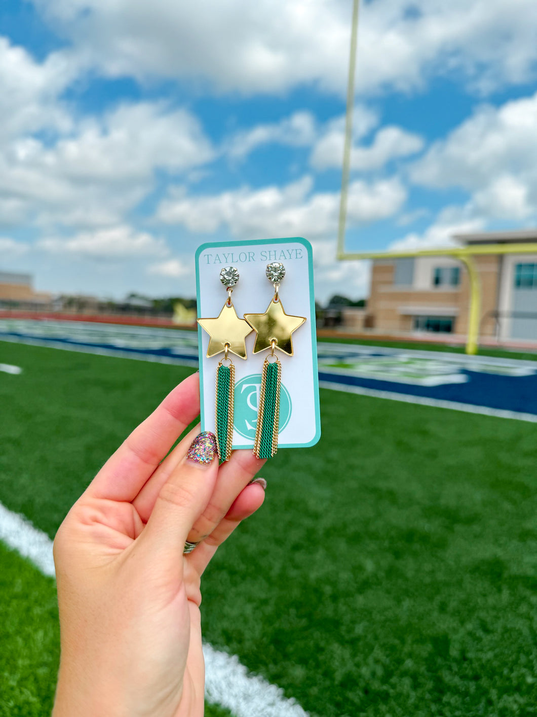 Green/Gold Star Chain Tassels