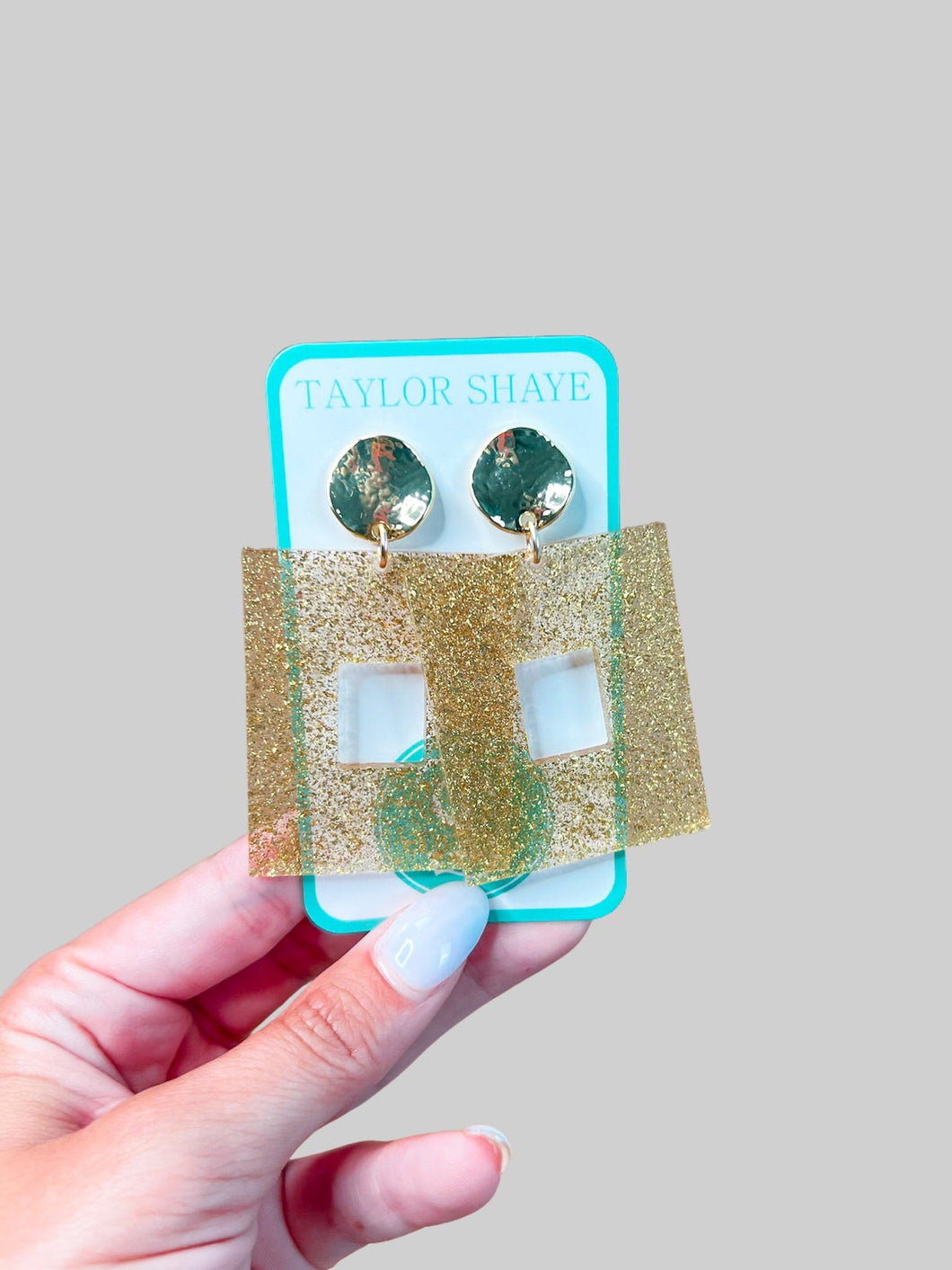 Gold Glitter Naomi Rectangle Drops