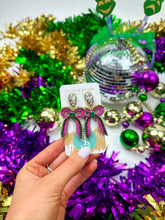 Load image into Gallery viewer, Mardi Gras Beaded Bow Drops (PRE-ORDER)
