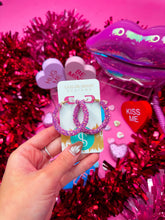 Load image into Gallery viewer, Valentine Glitter Hinge Hoops
