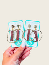 Load image into Gallery viewer, Copper Glitter Stick Hoops
