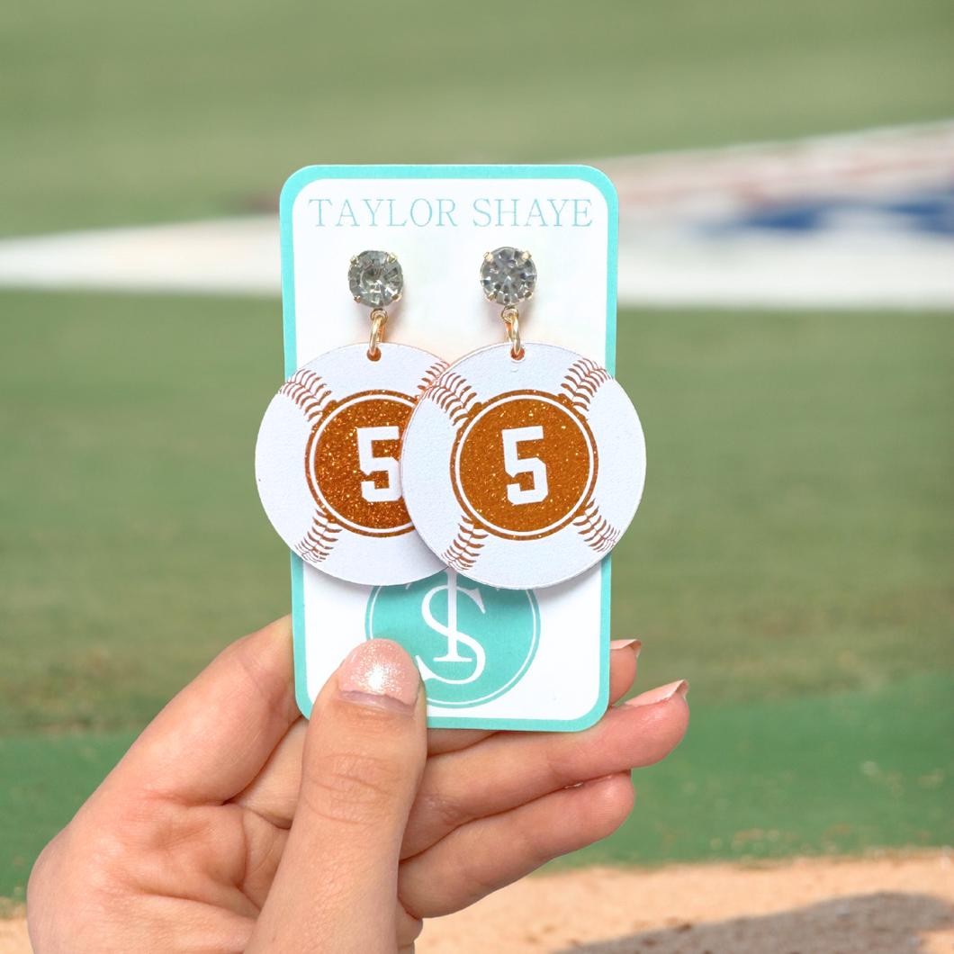 Orange Glitter Custom Number Baseballs