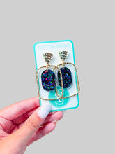 Load image into Gallery viewer, Black Sequin Oval Hoops
