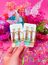 Load image into Gallery viewer, Pink Princess Confetti Stick Hoops
