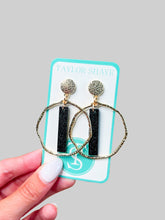 Load image into Gallery viewer, Black Glitter Stick Hoops
