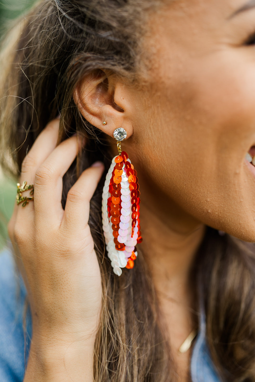 Orange/White Sequin Tassels