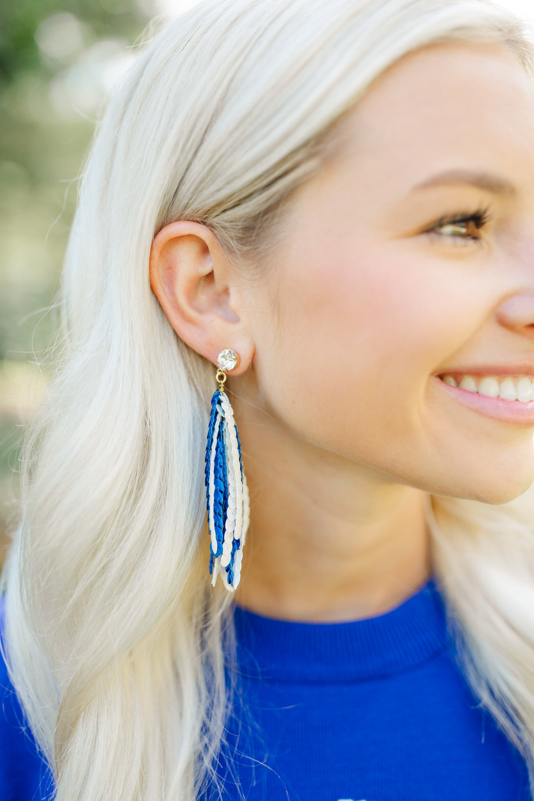 Blue/White Sequin Tassels