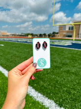 Load image into Gallery viewer, Beaded Black and Red Football Stud
