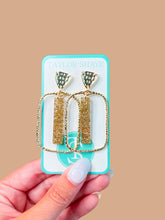 Load image into Gallery viewer, Gold Glitter Stick Hoops
