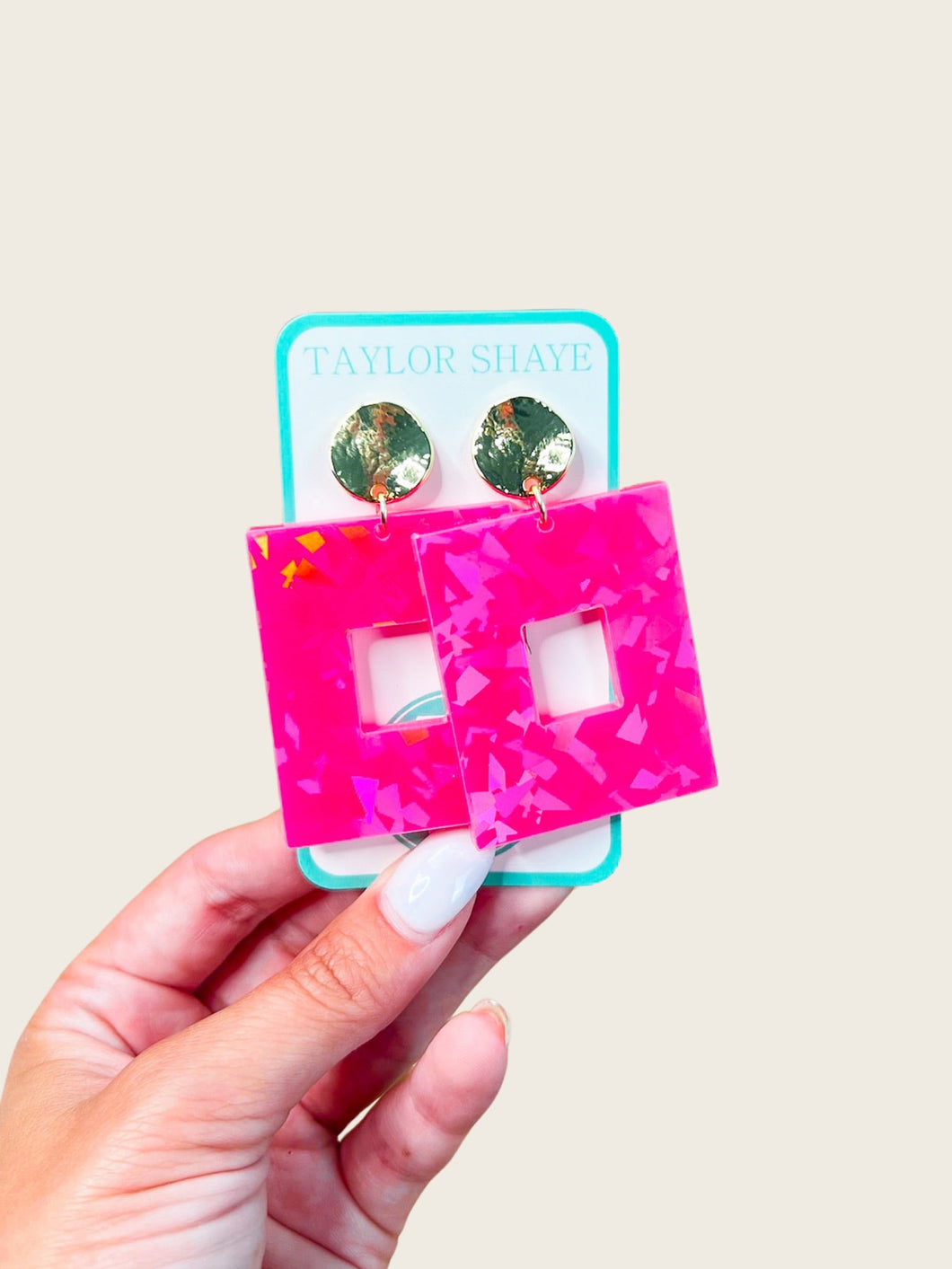 Pink Holographic Naomi Rectangle Drops