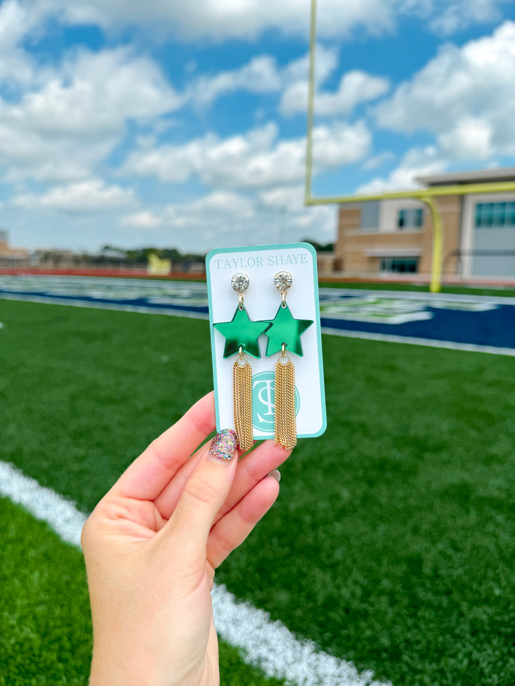 Green/Gold Star Chain Tassels