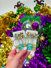 Load image into Gallery viewer, Mardi Gras Sequin Sunburst Hoops
