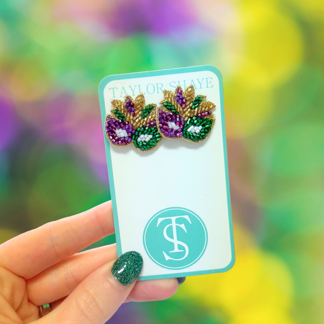 Mardi Gras Mask Stud