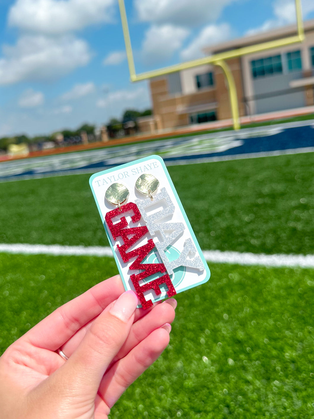 Acrylic Red/Silver Glitter Gameday Drops