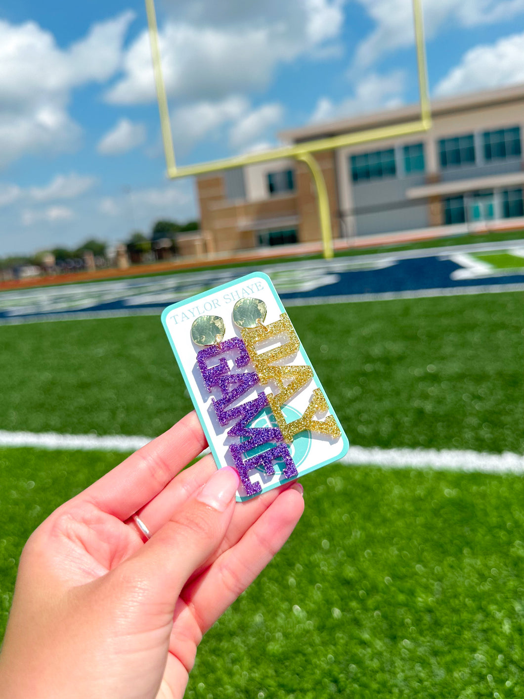 Acrylic Purple/Gold Glitter Gameday Drops