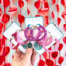 Load image into Gallery viewer, Valentine Glitter Hinge Hoops
