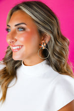 Load image into Gallery viewer, Orange/Black Sequin Sunburst Hoops
