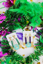 Load image into Gallery viewer, Mardi Gras Glitter Stick Hoops
