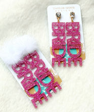 Load image into Gallery viewer, Barbie Pink Glitter Bride Earrings
