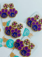 Load image into Gallery viewer, LSU Tiger Paw Earrings (PRE-ORDER)
