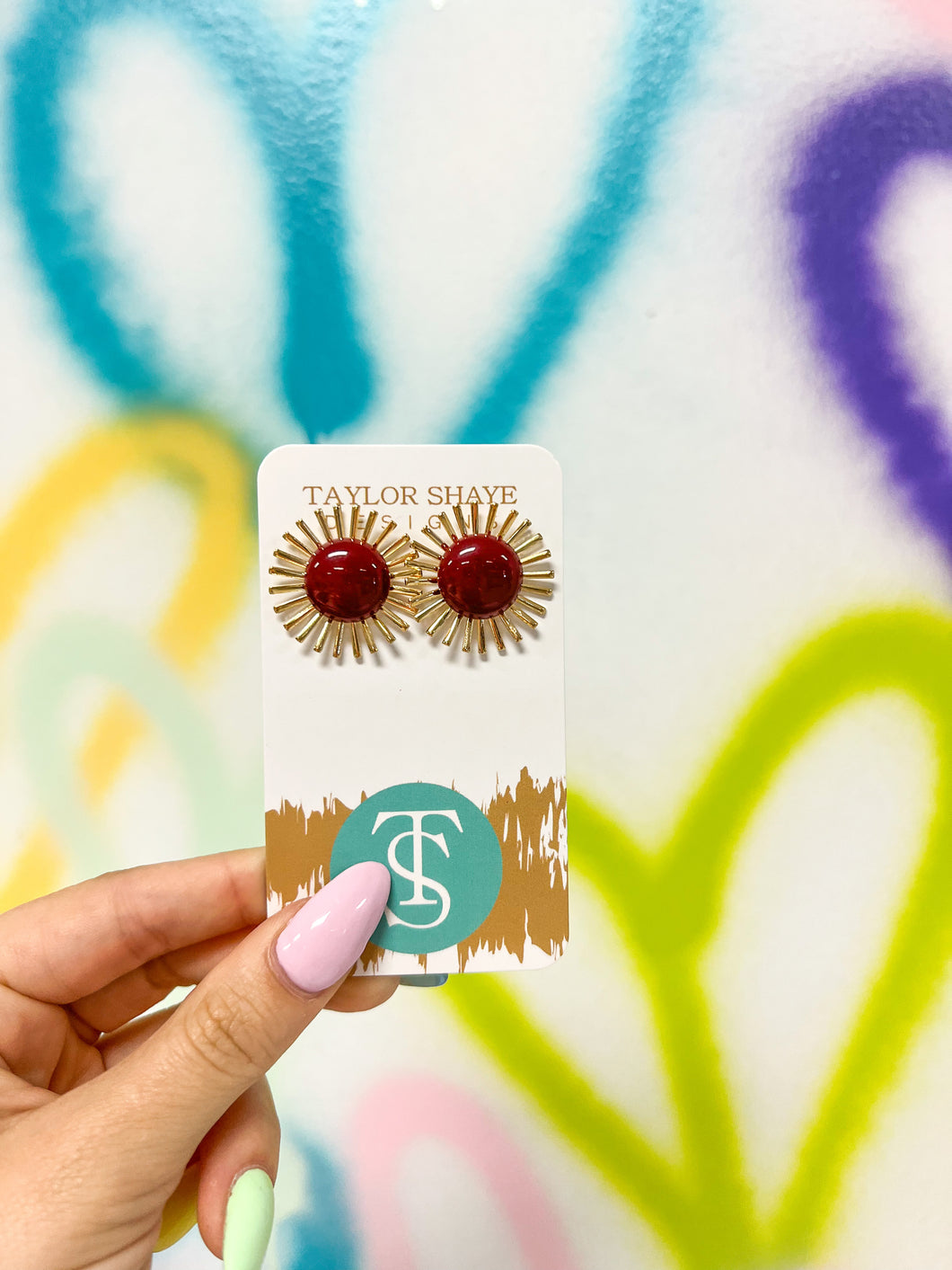 Burgundy Sunburst Studs