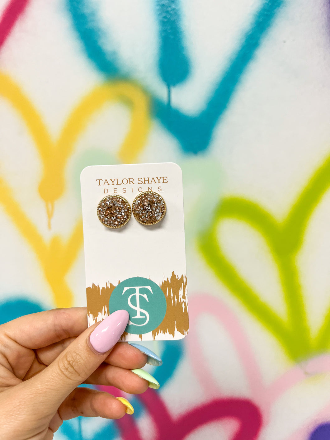 Rose Mix Glitter Studs